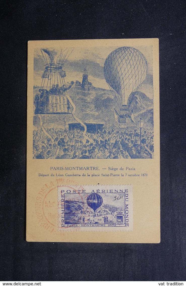 FRANCE - Carte Postale , Vignette Et Oblitération Sur La Poste Par Ballon En 1946 - L 38264 - 1960-.... Briefe & Dokumente