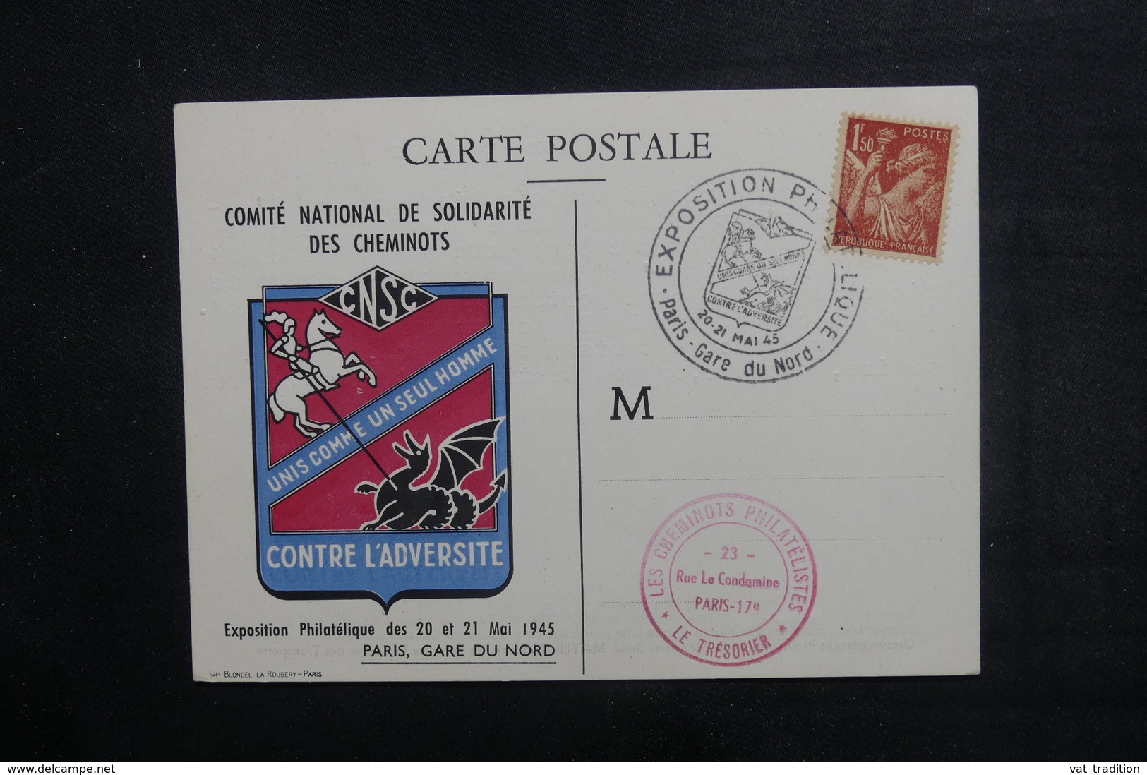 FRANCE - Carte De L 'exposition Philatélique Des Cheminots  à Paris En 1943  - L 38267 - 1921-1960: Période Moderne