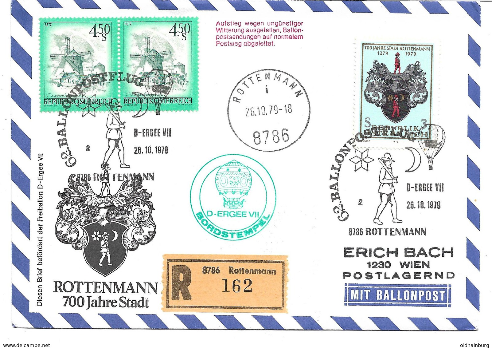 1671y: Heimatbeleg 8786 Rottenmann, Einschreiben 1979 - Rottenmann