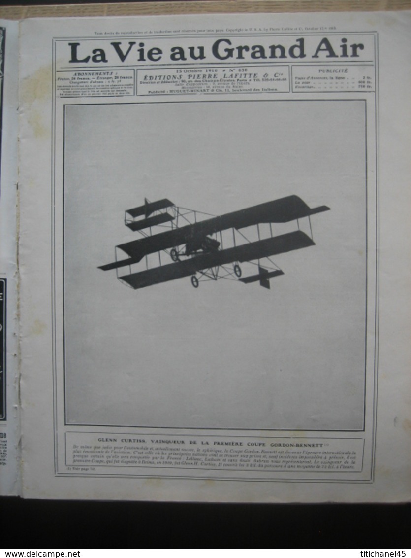 1910 AVIATION : COUPE GORDON BENETT : G. CURTIS-LEBLANC-LATHAM-AUBRUN/BOXE : FITZSIMMONS-LANG-CORBETT-JOHNSON-MARTHUIN - 1900 - 1949