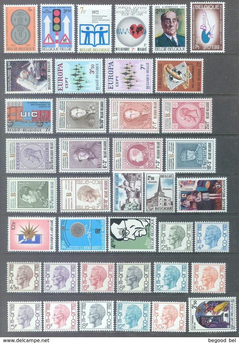 BELGIUM - 1972 - MNH/***LUXE -  JAAR ANNEE YEAR 1972  WITH BOOKLETS - QUOTATION 62.75 EUR - Lot 20119 - Años Completos