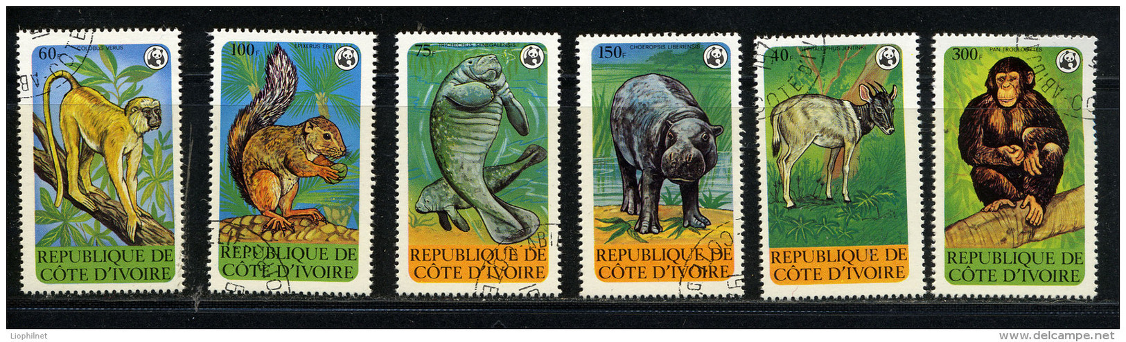 COTE D'IVOIRE 1979, WWF, ANIMAUX EN PERIL, 6 Valeurs, Oblitérés / Used. R490 - Oblitérés