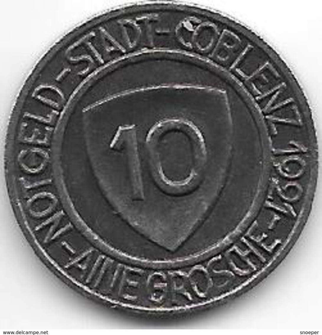 Notgeld Coblenz 10 Pfennig 1921 Eine Groschen Gorres Fe  2512.10 - Altri & Non Classificati