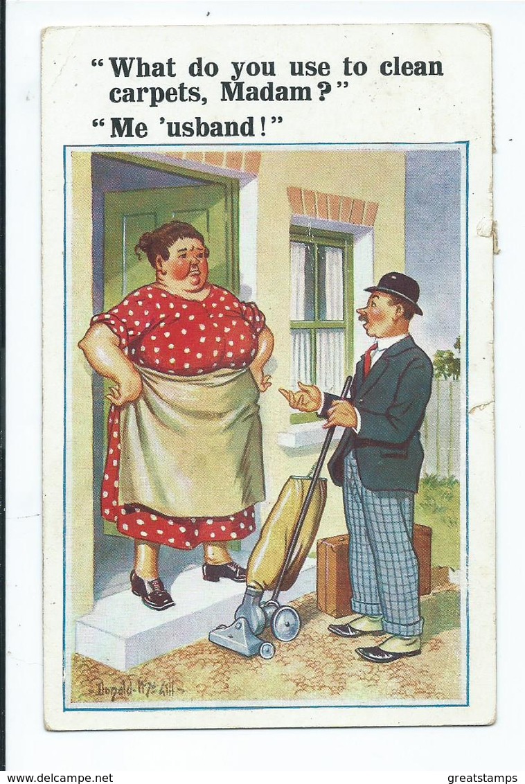 Illustrator Postcard Donald Mc Gill Inter Art Co. Posted 1936 What Do You Use To Clean Carpets - Mc Gill, Donald