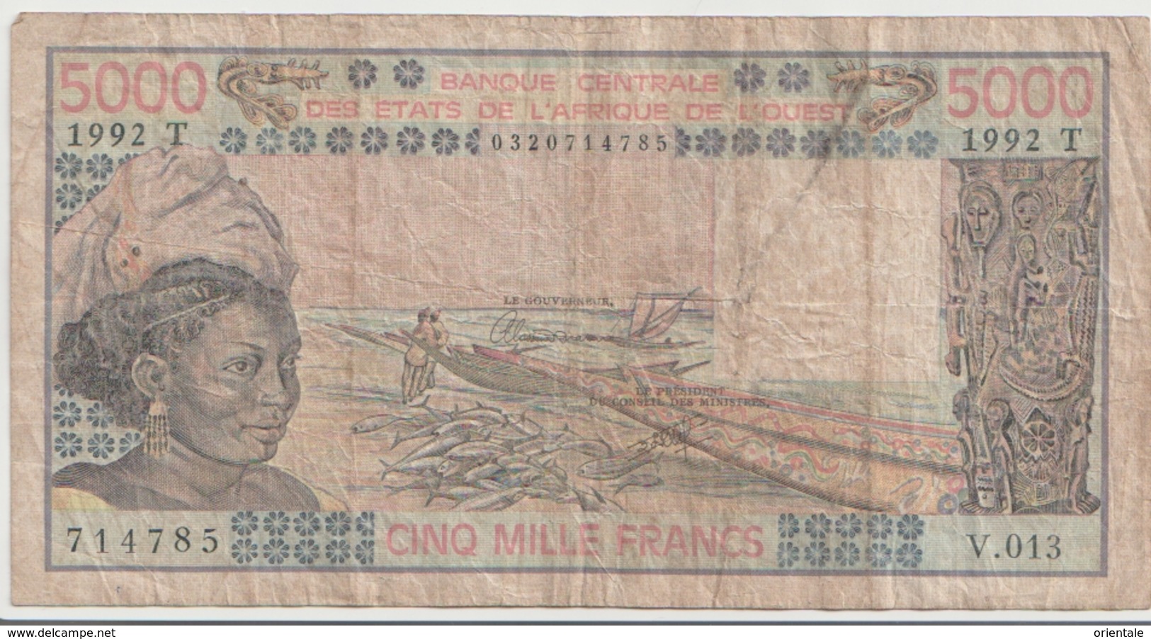 WEST AFRICAN STATES P. 808Tl 5000 F 1992 Poor - Togo