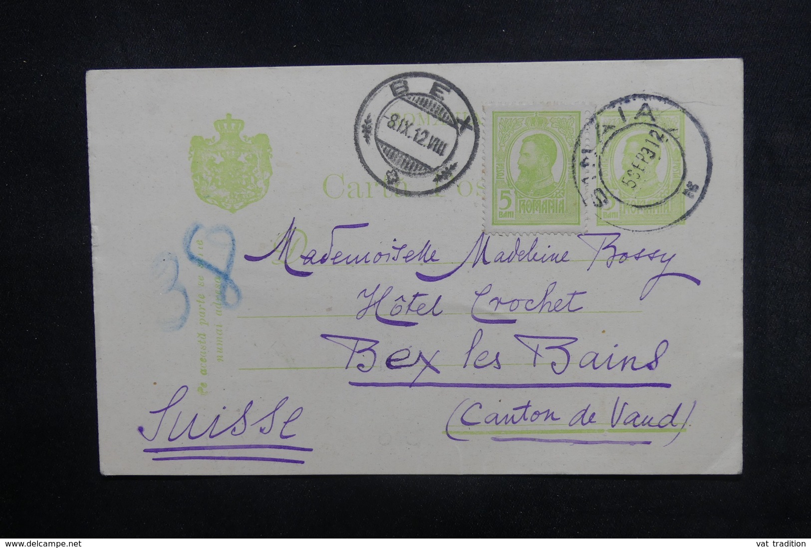 ROUMANIE - Entier Postal + Complément Pour La Suisse En 1912 - L 38343 - Entiers Postaux