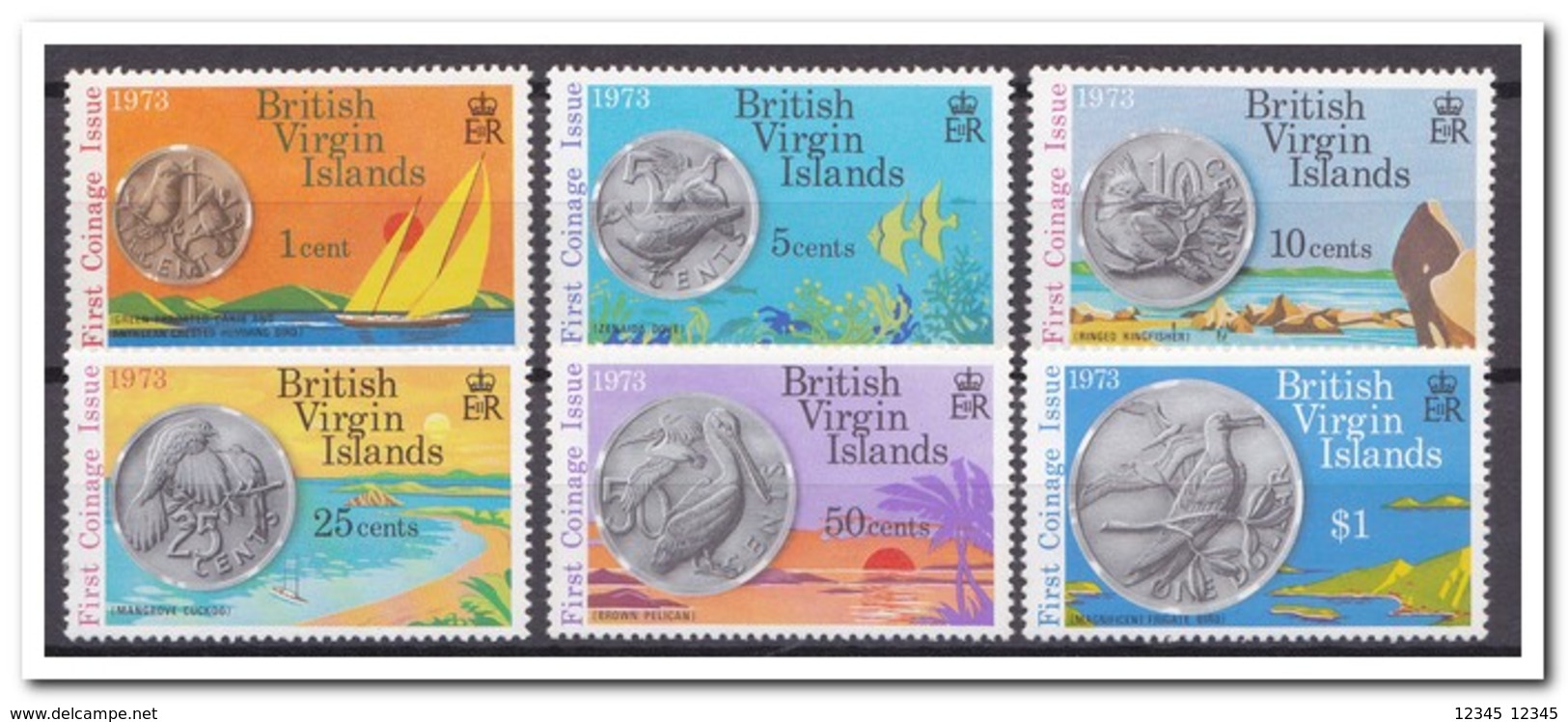 Britse Maagdeneilanden 1973, Postfris MNH, Birds, Coins - Britse Maagdeneilanden