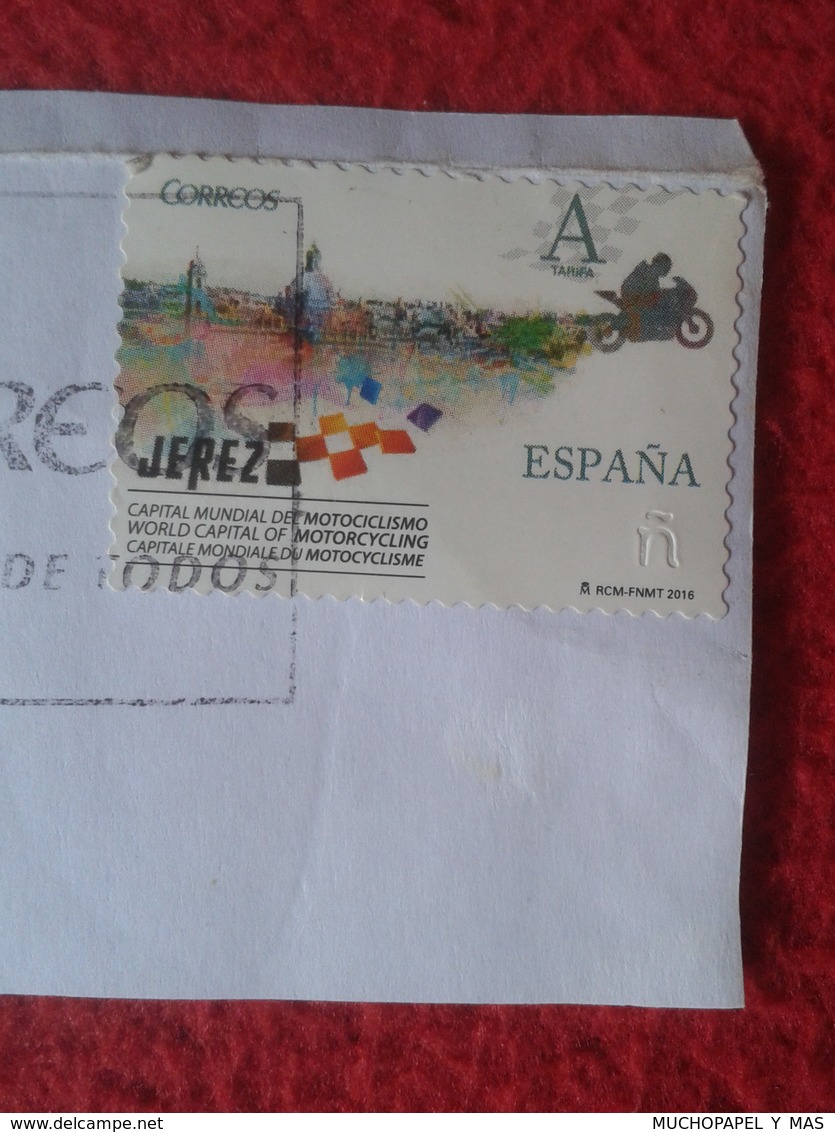 SELLO USADO USED STAMP ESPAÑA SPAIN SELLOS USADOS EN FRAGMENTO DE PAPEL STAMPS JEREZ MOTORCYCLING  MOTOCICLISMO 2016.... - Usados