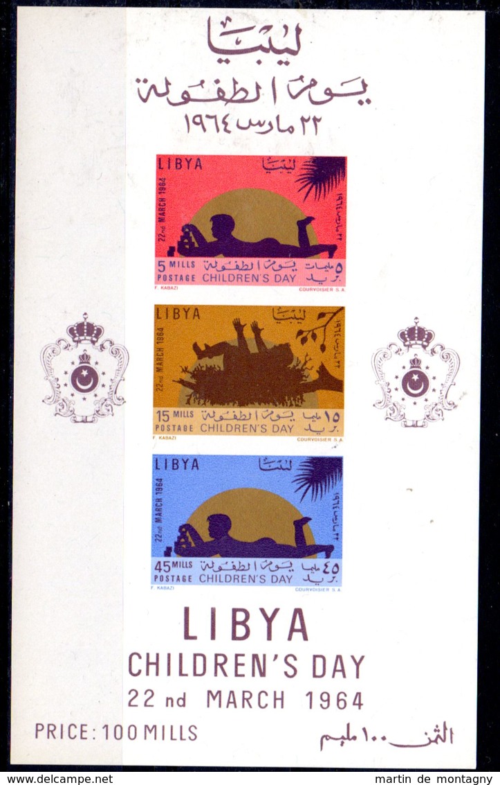 22.3.1964; Königreich Libyen, Tag Des Kindes, Block Nr. 5, Postfrisch, Los 51585 - Libye