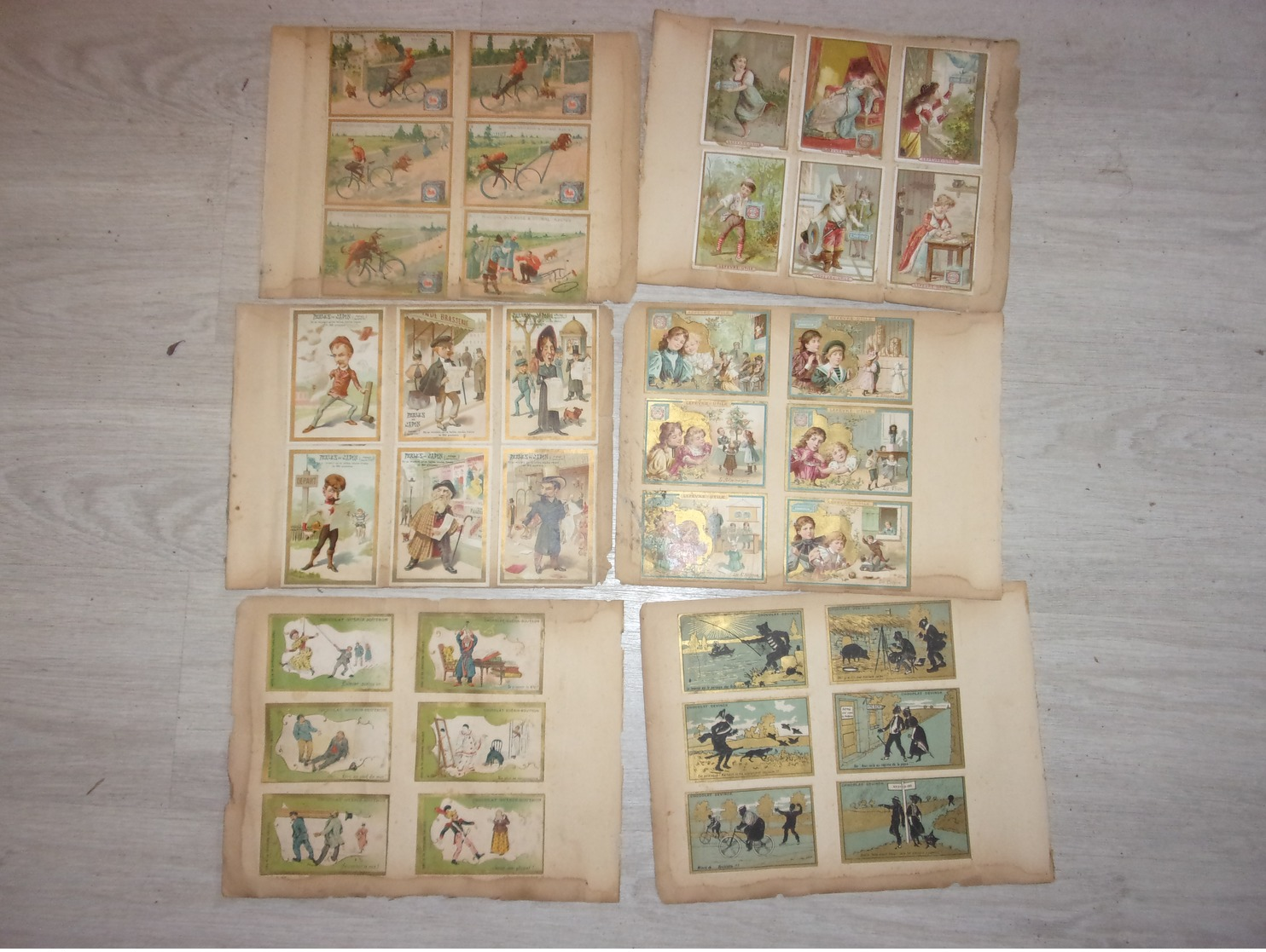 Lot De 6 Pages Chromos Recto Verso Soit 69 Chromos Lefevre Utile Huntley Palmers Raycel Guerin Boutron Perles Du Japon N - Album & Cataloghi