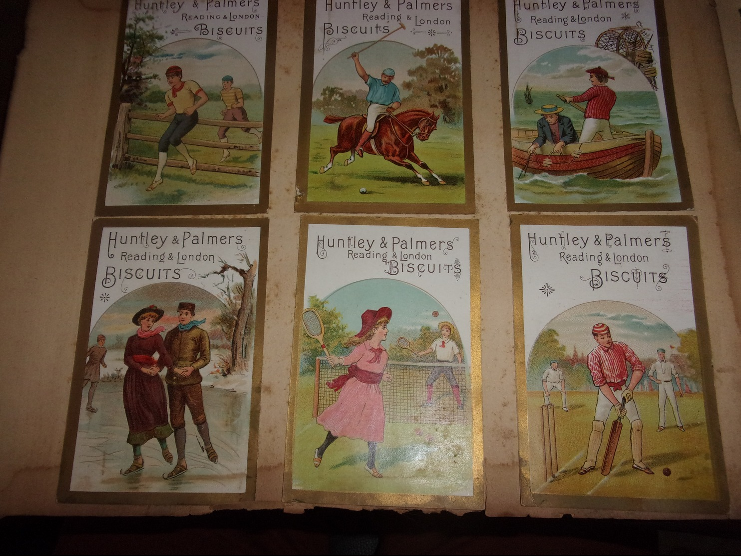 lot de 6 pages chromos recto verso soit 69 chromos lefevre utile huntley palmers raycel guerin boutron perles du japon n