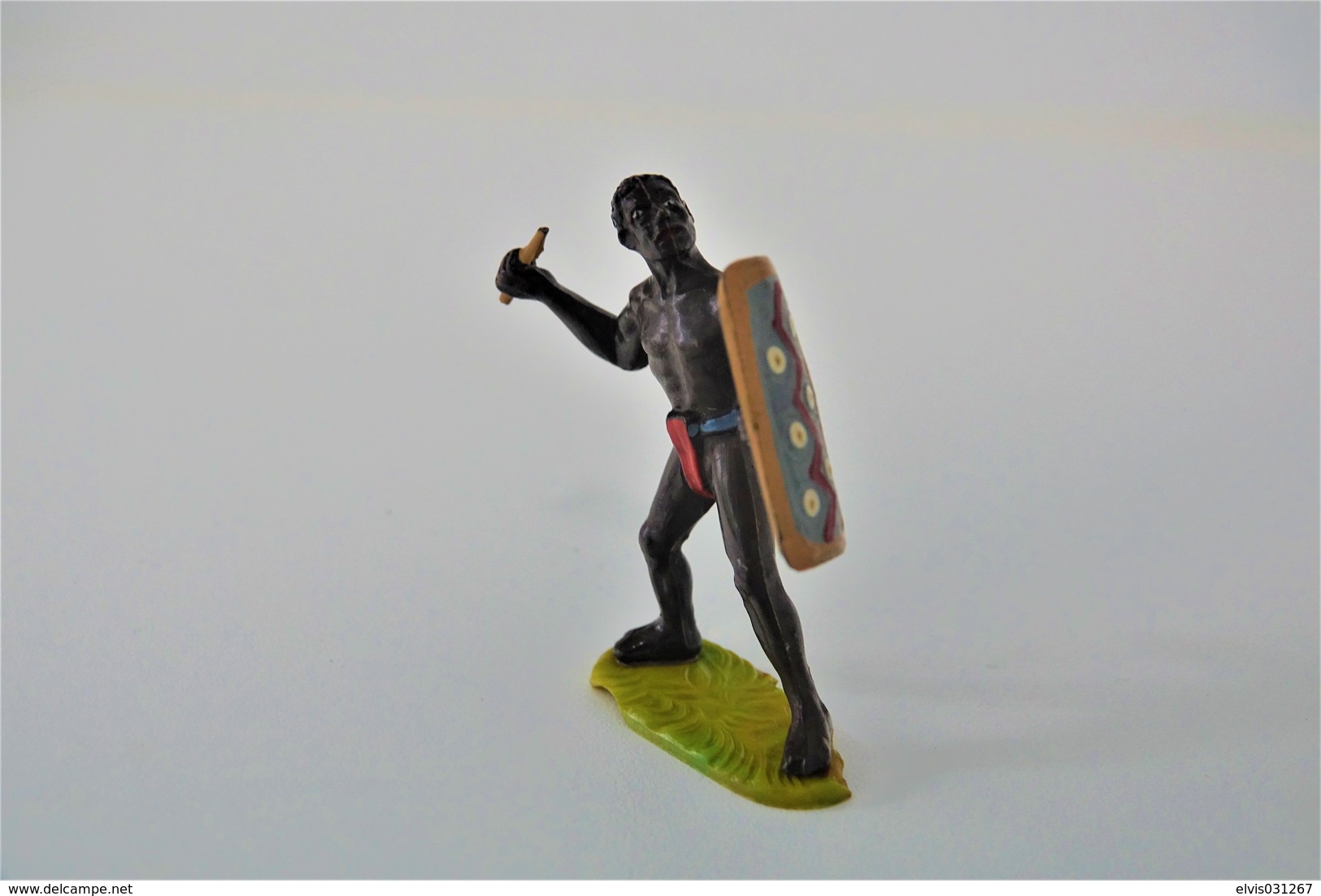 Elastolin, Lineol Hauser, H=70mm, AFRICANS FIGHTER , Plastic - Vintage Toy Soldier FOR PARTS OR REPAIR - Beeldjes