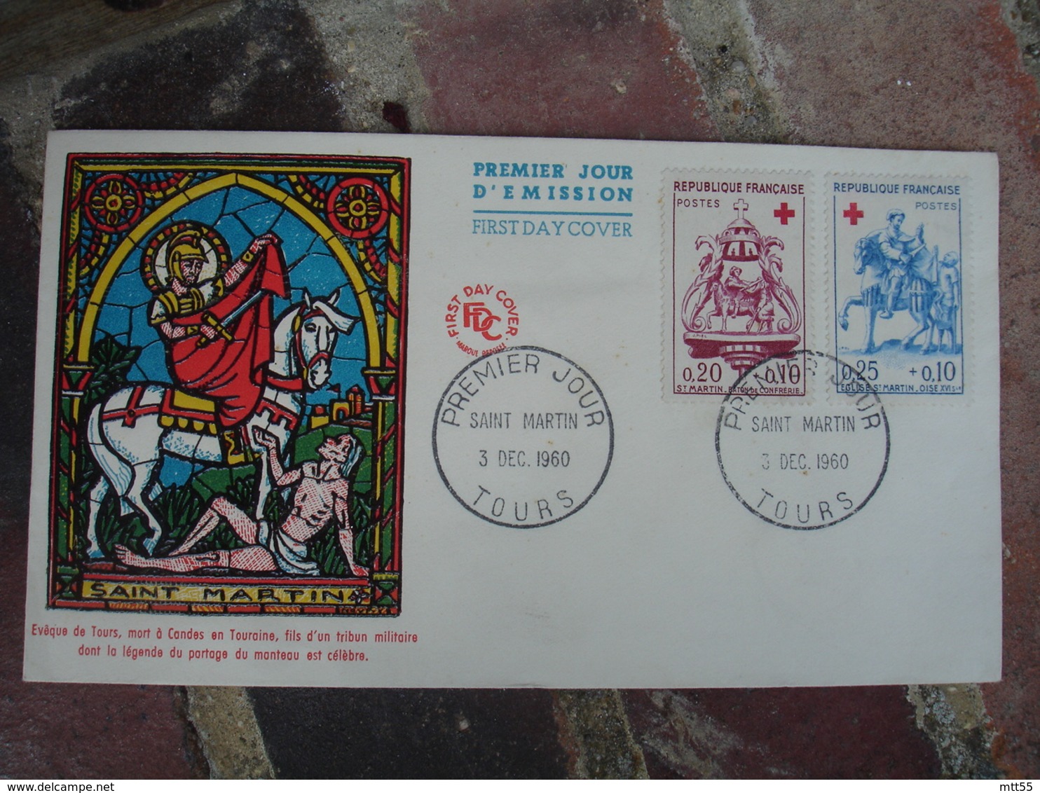 Tours Saint Martin Croix Rouge Fdc Enveloppe 1 Er Jour - 1960-1969