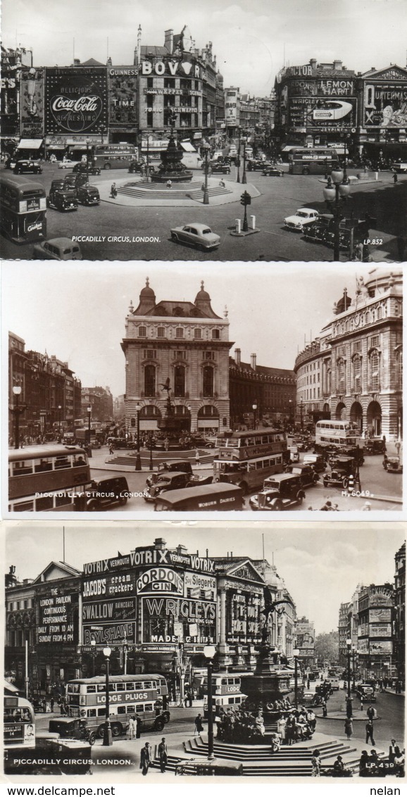 PICCADILLY CIRCUS-LONDON-3 POST CARD- VIAGGIATA-1953  -REAL PHOTO - Piccadilly Circus