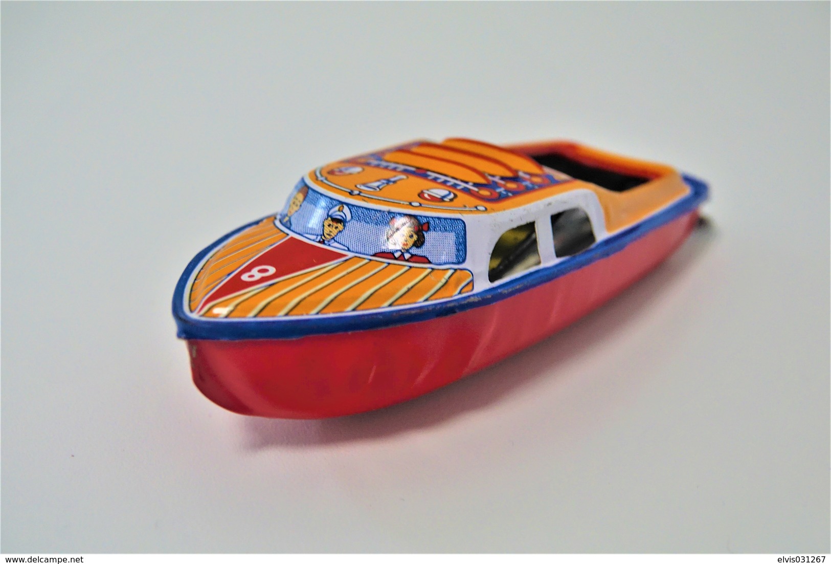 Vintage TIN TOY BOAT : Maker AT - SEA QUEEN POP POP BOAT - 13.5cm - JAPAN - 1960 - Friction - Collectors E Strani - Tutte Marche