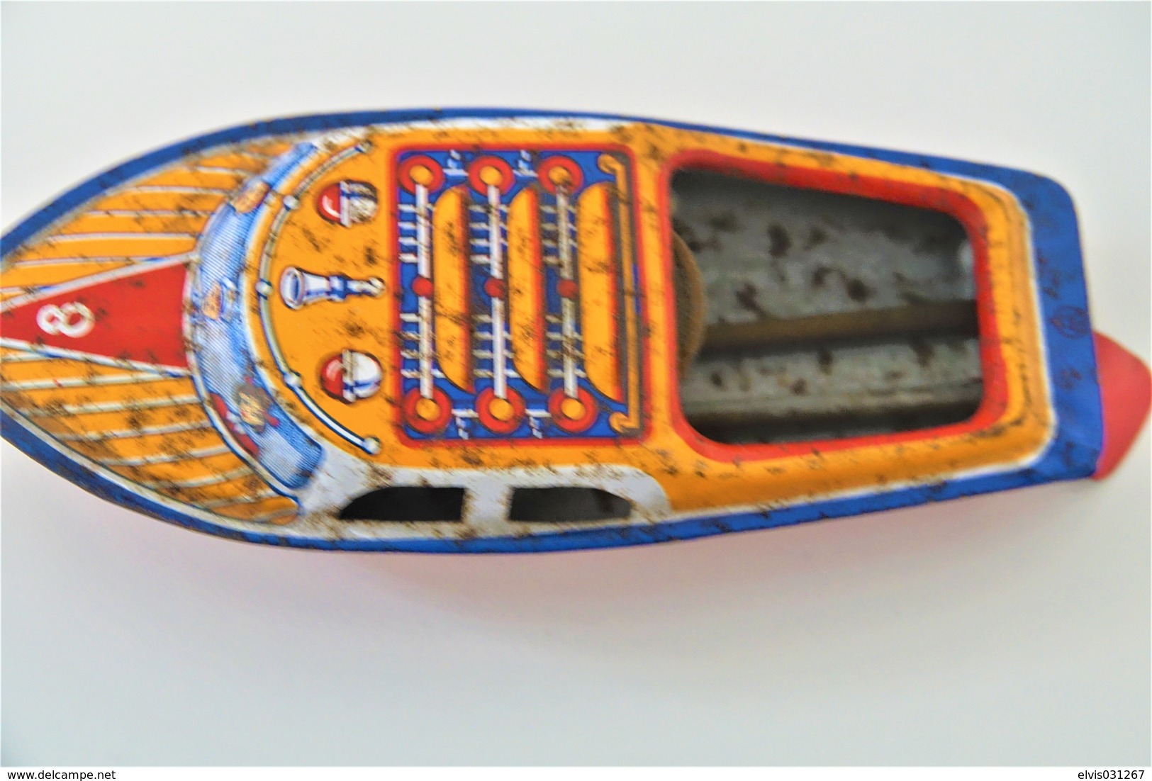 Vintage TIN TOY BOAT : Maker AT - SEA QUEEN POP POP BOAT - 13.5cm - JAPAN - 1960 - Friction - Collectors E Strani - Tutte Marche