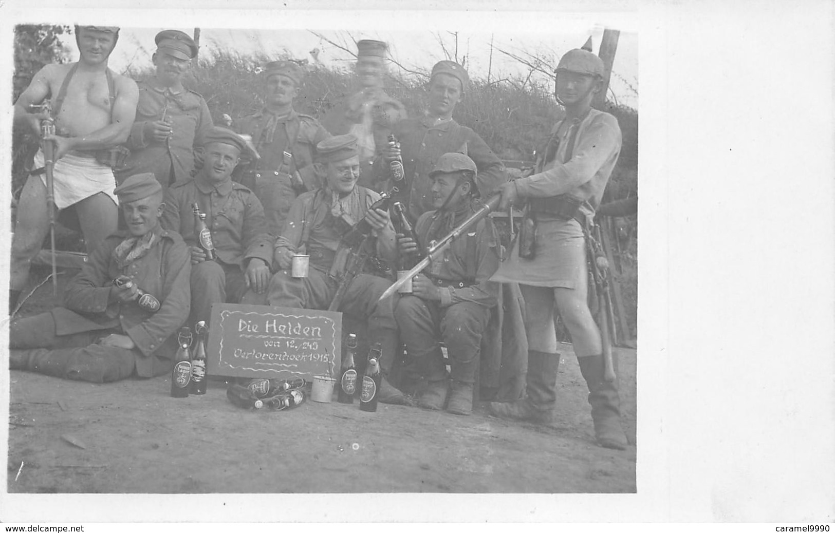 Ypern Ypres Ieper Zonnebeke Duitse Militairen Verlorenhoek  Lager  Bier Die Helden 12./245  WOI  Fotokaart  1915  L 488 - Guerre 1914-18