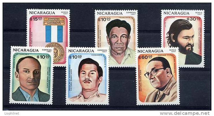 NICARAGUA 1987, CELEBRITES, DRAPEAU, 6 Valeurs, Neufs / Mint. R285 - Nicaragua