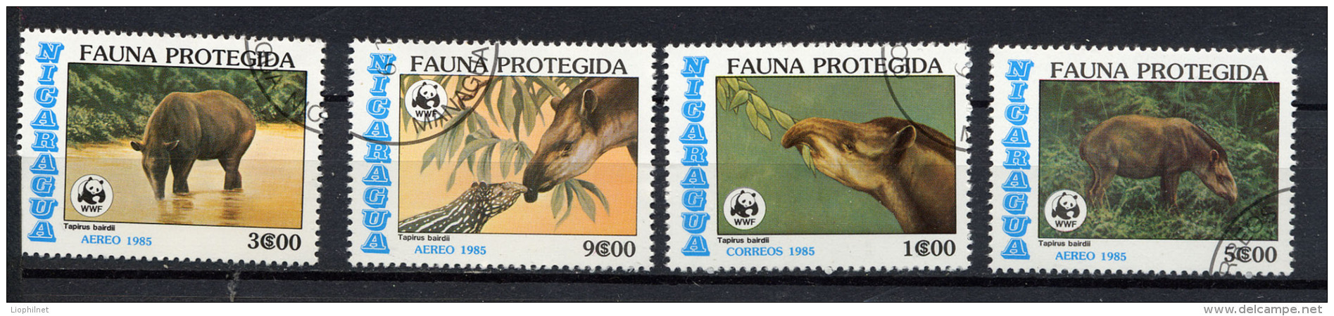 NICARAGUA 1985, WWF, TAPIR, 4 Valeurs, Oblitérés / Used. R164 - Oblitérés