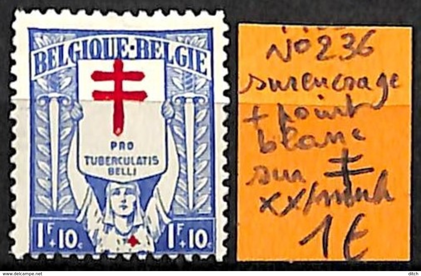 D - [831119]TB//**/Mnh-Belgique 1925 - N° 236, Surencrage + Point Blanc Sur Croix, Croix-Rouge, Santé, Maladies - Unused Stamps