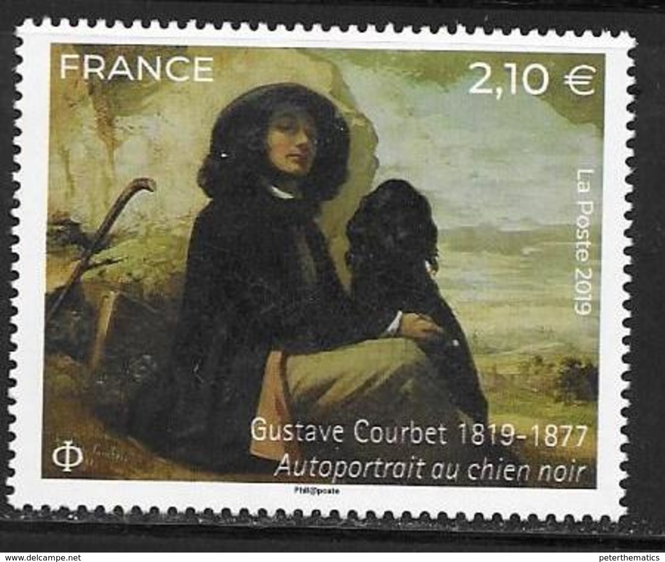 FRANCE, 2019, MNH,ART, GUSTAVE COURBET, SLEF-PORTRAIT, DOGS,  1v - Sonstige & Ohne Zuordnung