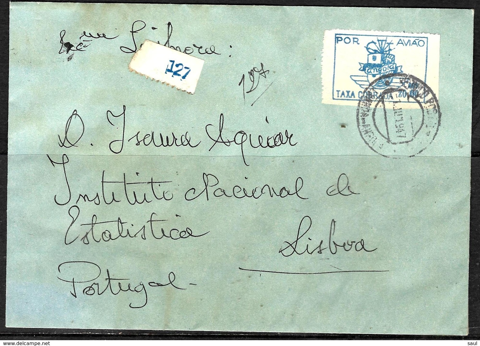 711 - PORTUGAL - ANGOLA - 1947- AIR MAIL - COVER - FAUX, FORGERy, FALSE, FALSCH, FAKE, FALSO - Collezioni (senza Album)