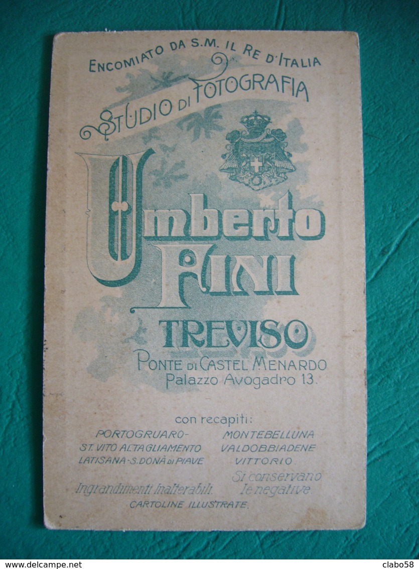 ORIGINALE FOTOGRAFIA ALL'ALBUMINA FORMATO CABINET UMBERTO PINI FOTOGRAFO TREVISO FINE '800 - Antiche (ante 1900)