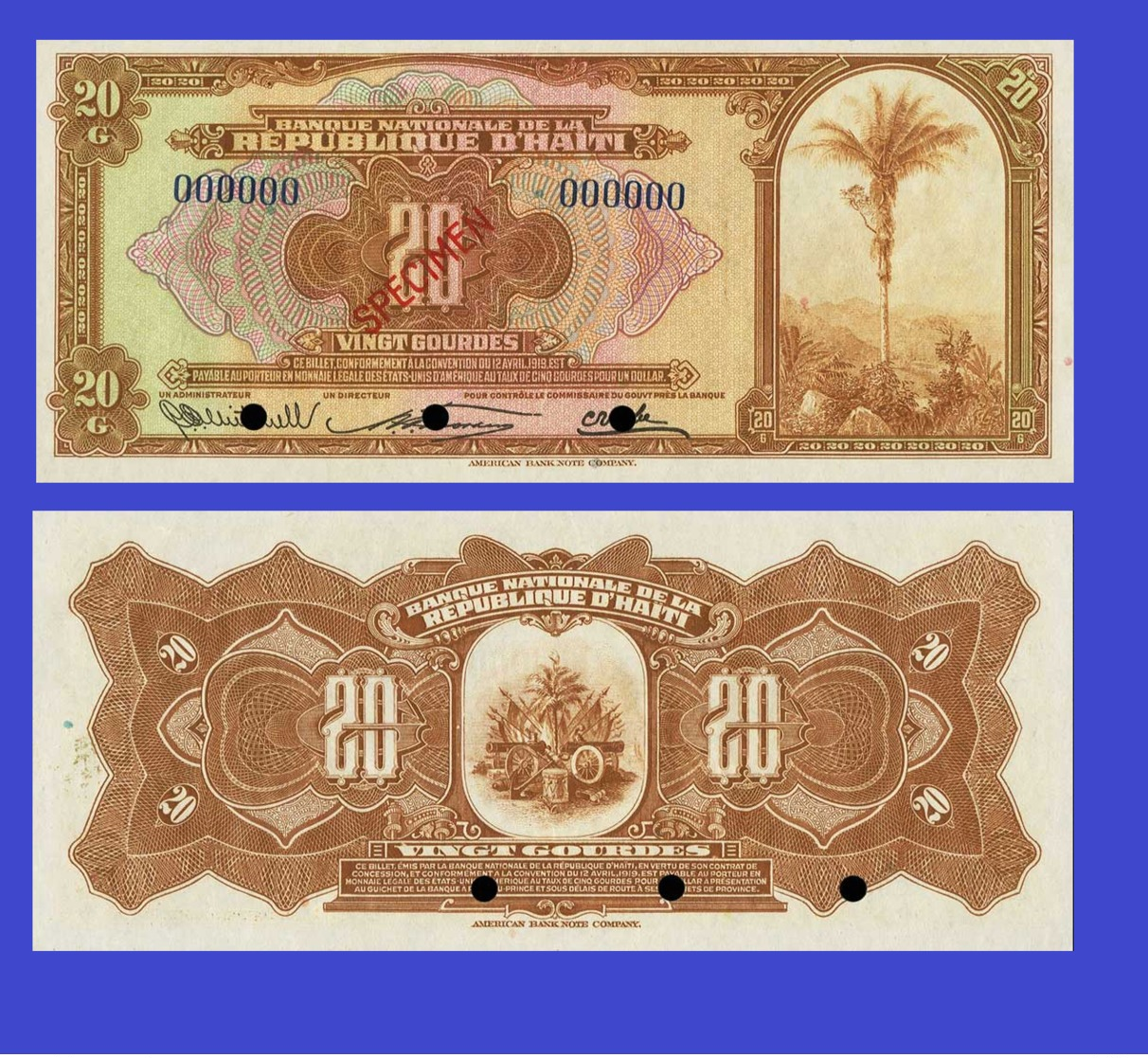 Haiti 20 Gourde  1919 - Haïti