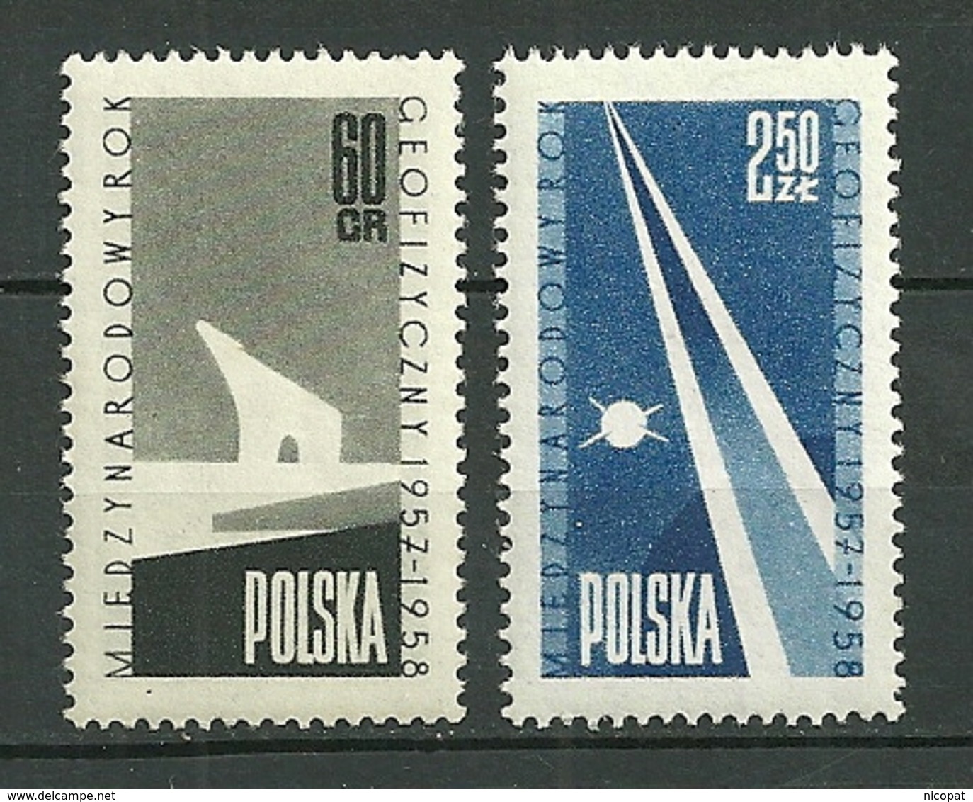 POLAND MNH ** 938-939 Année Géophysique Ours Polaire Satelitte - Neufs