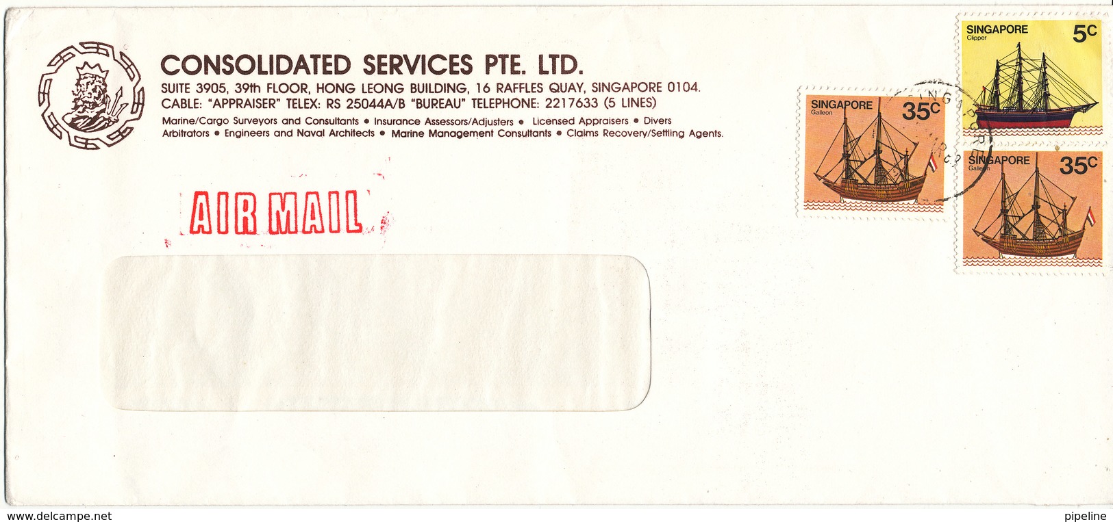 Singapore Cover Sent Air Mail Topic Stamps Ships - Singapur (1959-...)