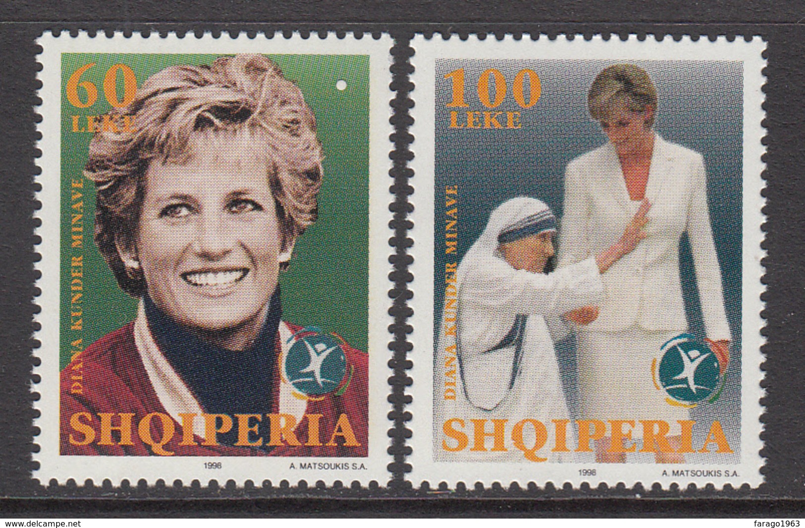 1998 Albania Albanie Mother Theresa Diana Complete Set Of 2 MNH - Albania