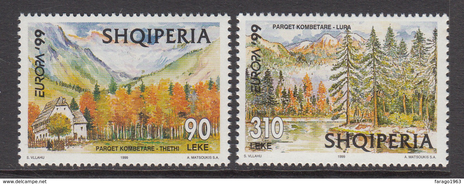 1999 Albania Albanie National Park Environment Europa Complete Set Of 2 MNH - Albanien