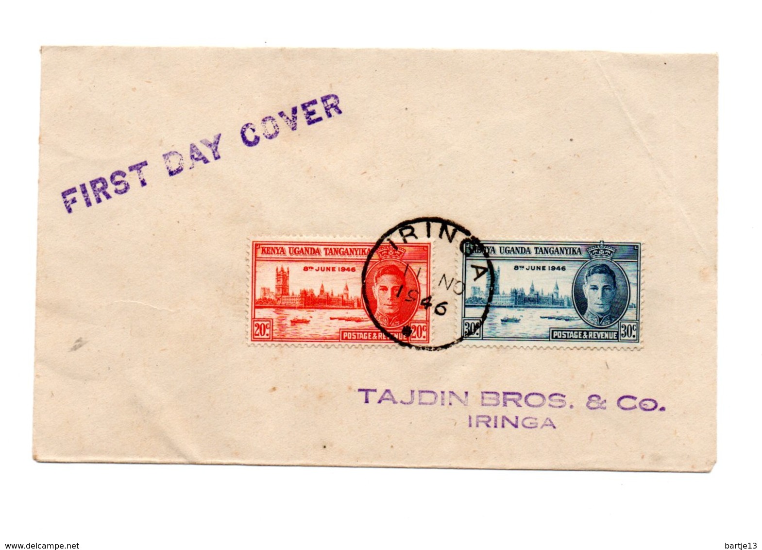 AFRIKA KENYA TANGANYIKA EN UGANDA FIRST DAY COVER 1946 - Kenya, Ouganda & Tanganyika