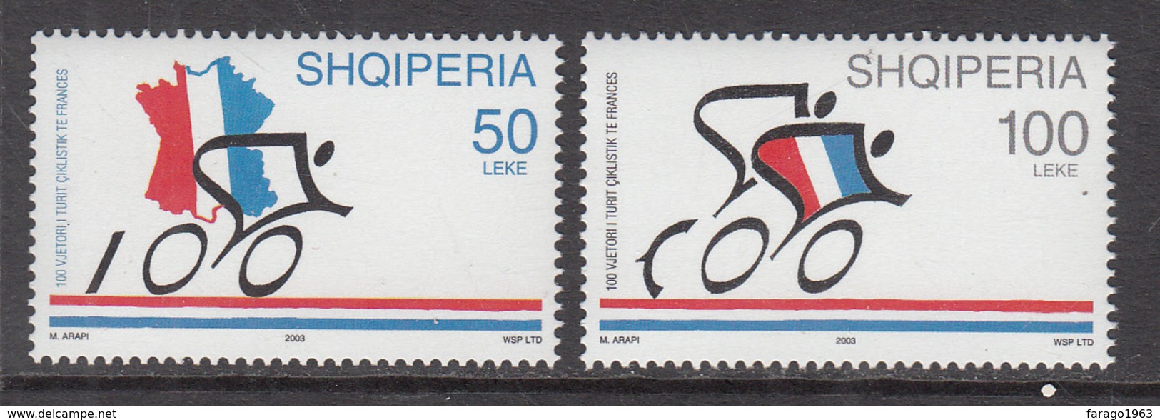 2003 Albania Albanie Tour De France Cycling Complete Set Of 2  MNH - Albania