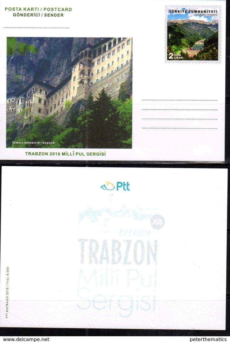 TURKEY, 2018, MINT POSTAL STATIONERY, TRABZON, MONASTERIES, MOUNTAINS, PREPAID POSTCARD - Abbeys & Monasteries