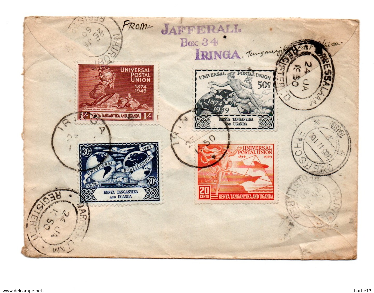 AFRIKA KENYA TANGANYIKA EN UGANDA  COVER 1950 TO OVERSCHIE - Non Classés