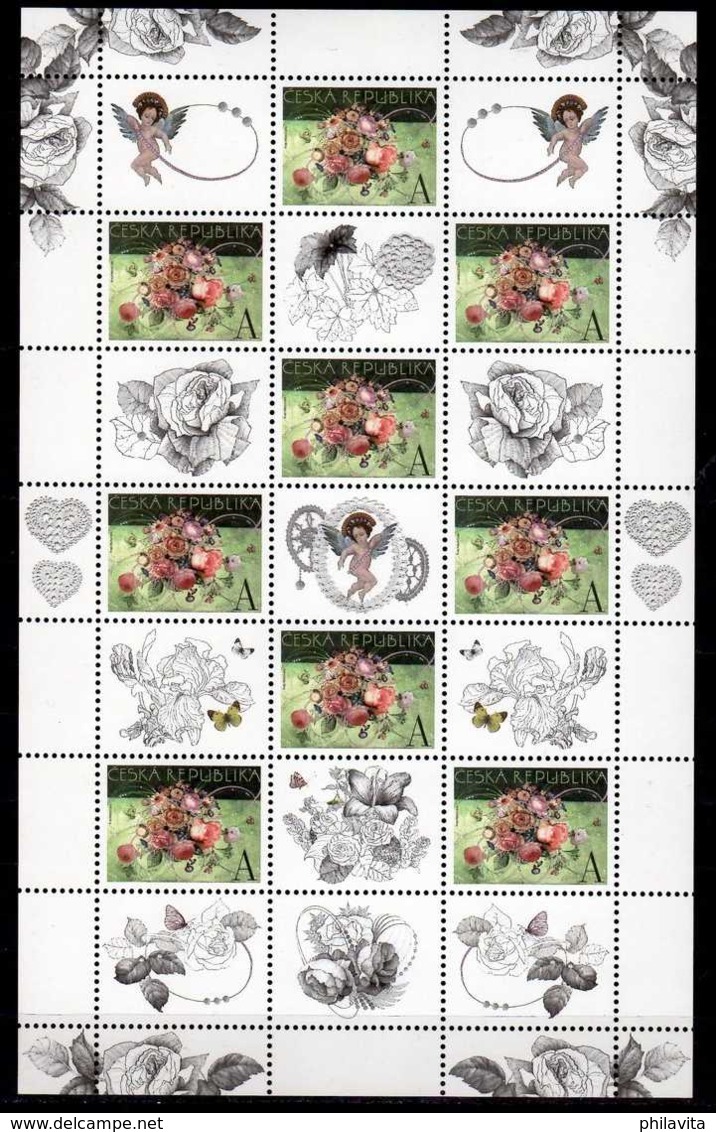 2016 Czech Republich - Greeting Stamps Roses And Roses Boquets - Sheetlet MNH** MI 887 ZD - Ungebraucht