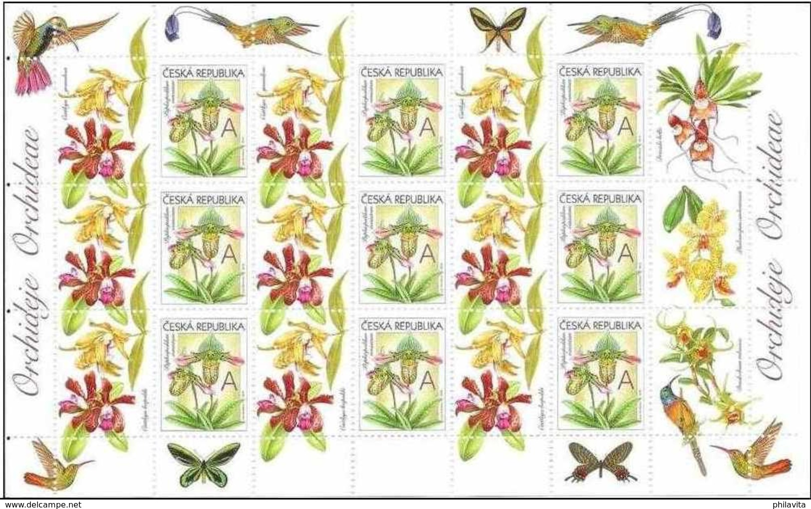 2012 Czech Republic - Greetinmg Stamps Flowers- Orchids - Sheetlet With Coupons MNH** MI 744 - Ungebraucht