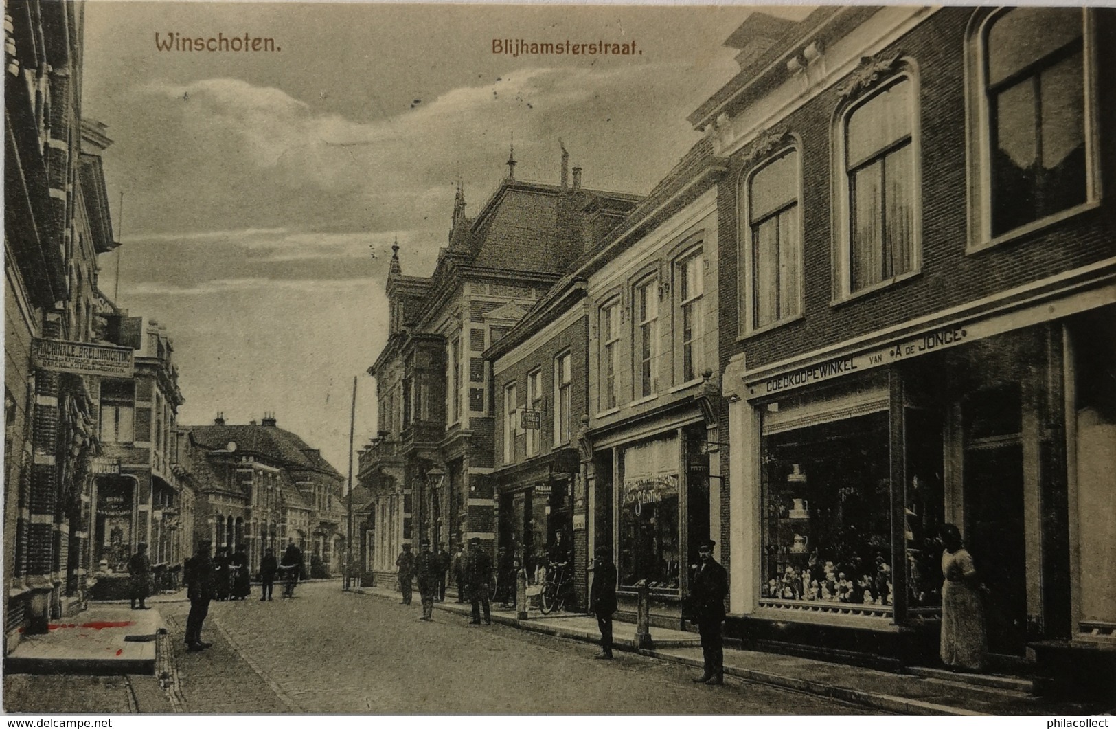 Winschoten / Blijhamsterstraat (Winkel A. De. Jonge) 1916 Topkaart - Winschoten