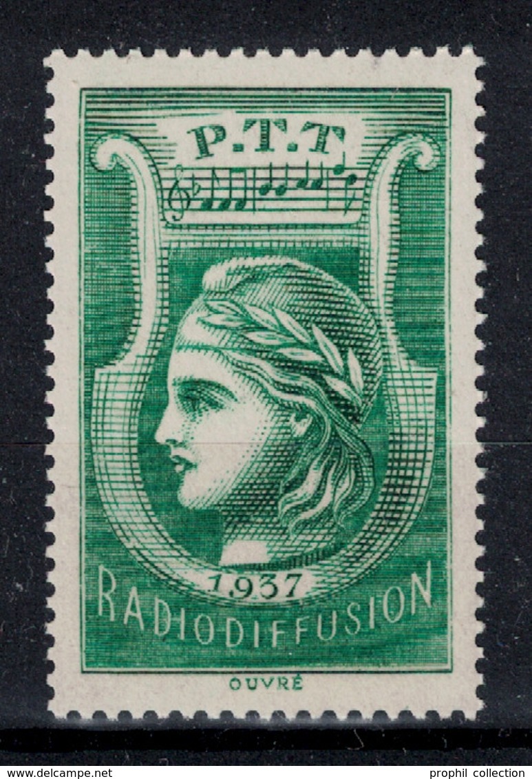 FRANCE - TIMBRE FISCAL De RADIODIFFUSION NEUF ** ULTRA LUXE VERT De 1937 PTT FISCAUX - Radiodiffusion