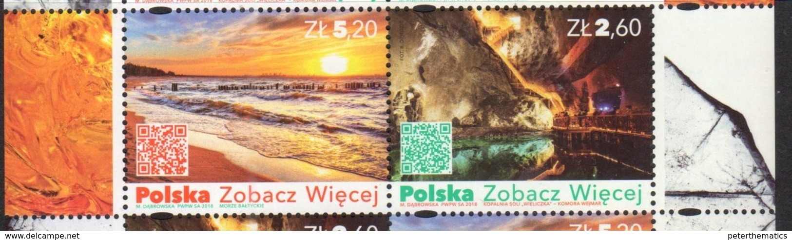 POLAND, 2018, MNH, POLAND SEE MORE, COASTS, CAVES,  2v - Geography