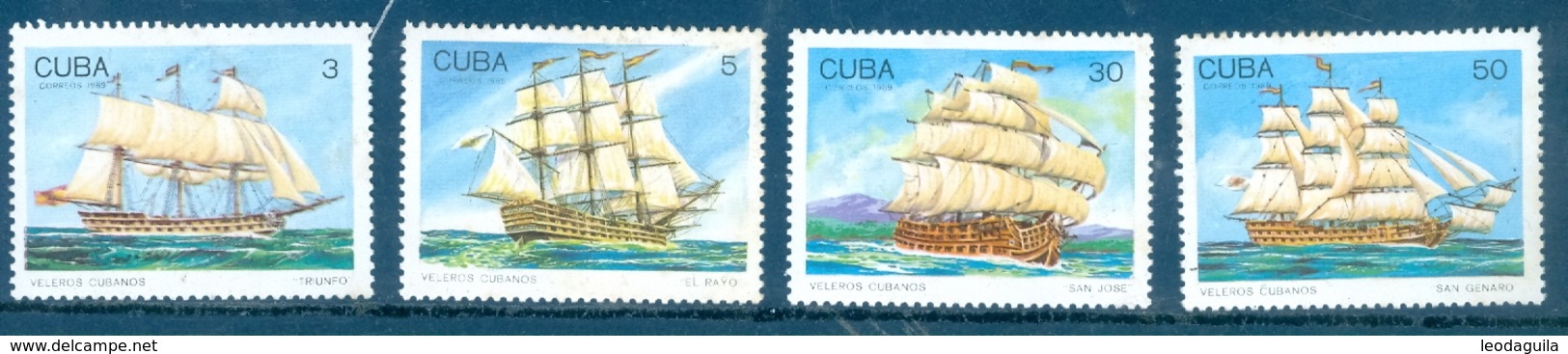 CUBA 1989 - SAILING SHIPS  - TALL SHIP - TRANSPORT, - Unused Stamps