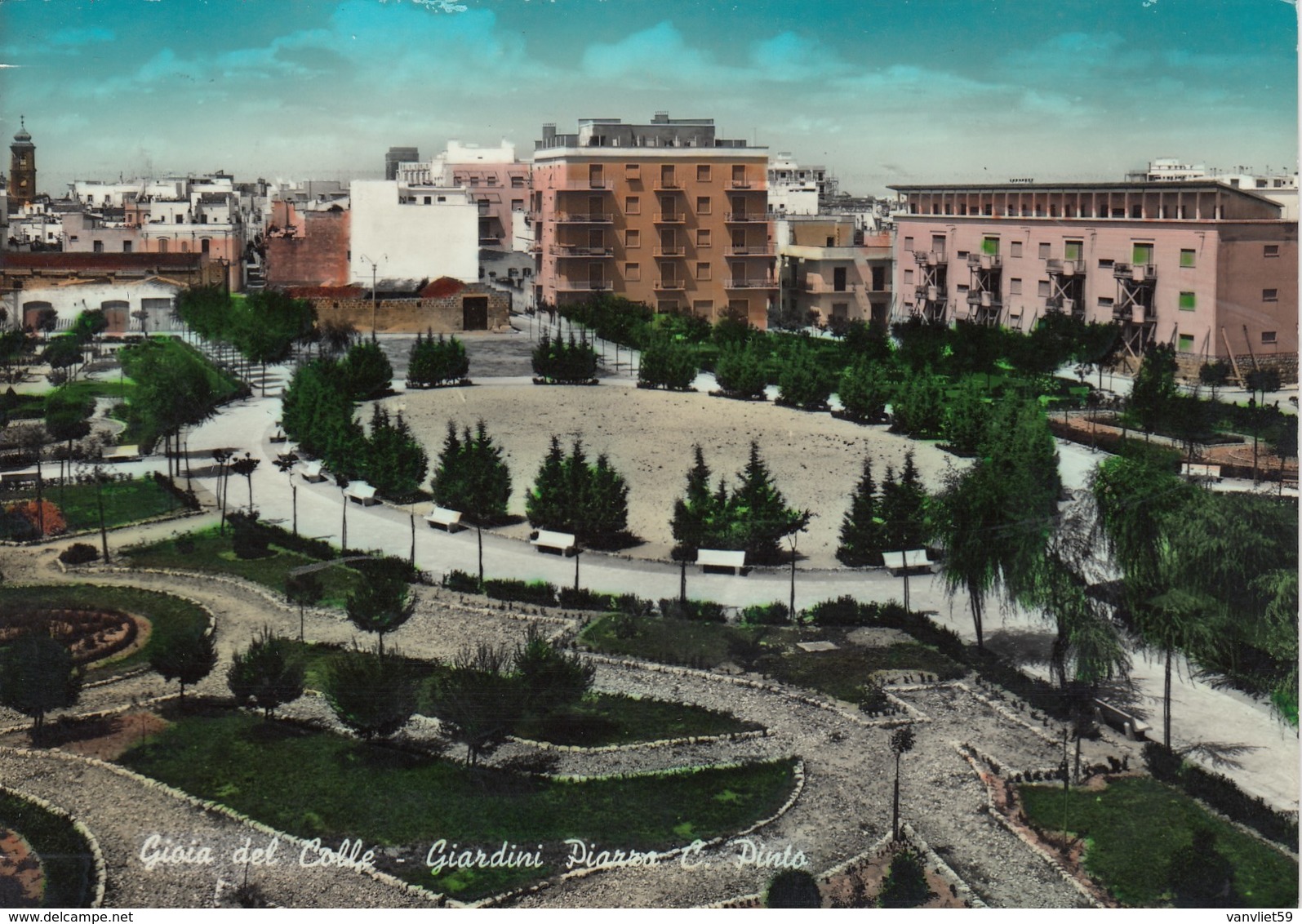 GIOIA DEL COLLE-BARI-GIARDINI PIAZZA C.PINTO-CARTOLINA VIAGGIATA IL 19-5-1962 - Bari