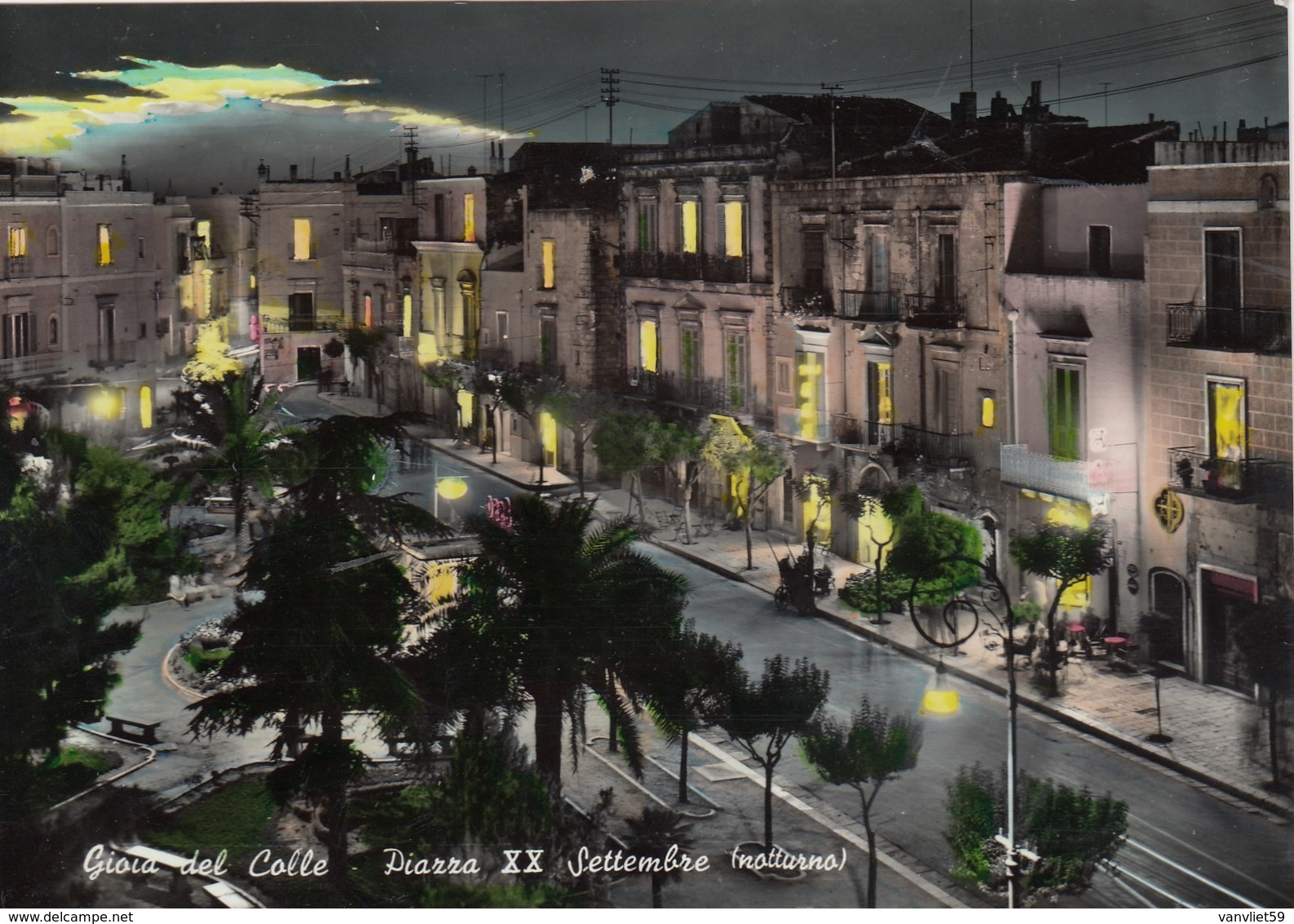 GIOIA DEL COLLE-BARI- PIAZZA XX SETTEMBRE (NOTTURNO )-CARTOLINA VIAGGIATA IL 2-6-1962 - Bari