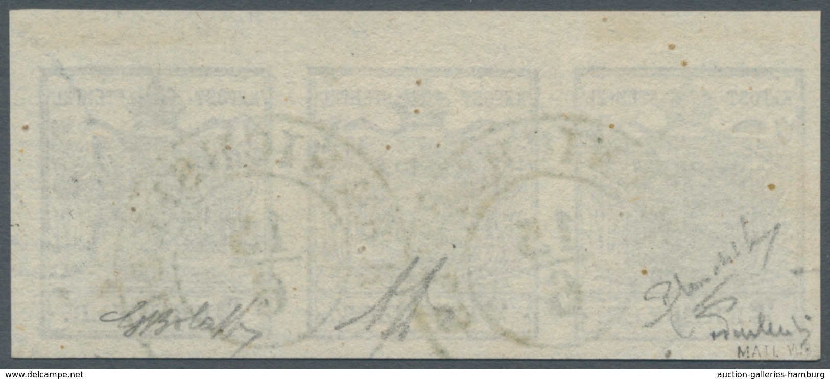 Österreich: 1850, 2 Kr Tiefschwarz, Handpapier, Type Ib, Waagerechter Dreierstreifen Mit 4,5 Mm Ober - Unused Stamps