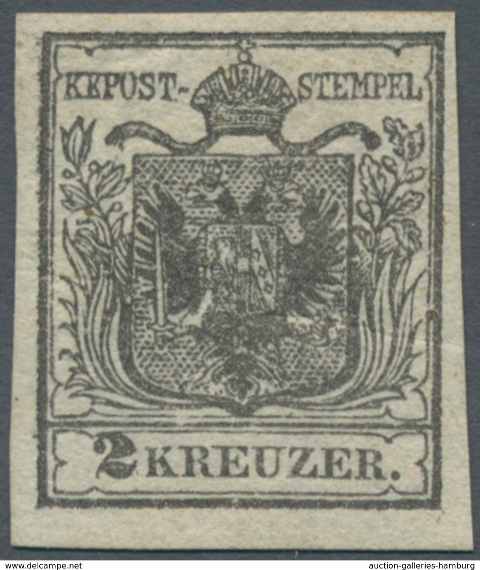 Österreich: 1850, 2 Kr Grauschwarz, Type Ia Auf Handpapier In Ungebrauchter Ausnahmeerhaltung, Volle - Neufs