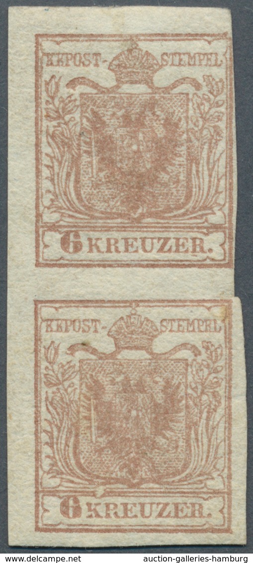 Österreich: 1850, 6 Kr. Rosabraun HP Type Ib Im Senkrechten Paar Dabei Die Obere Marke Am Rechten Ra - Nuevos