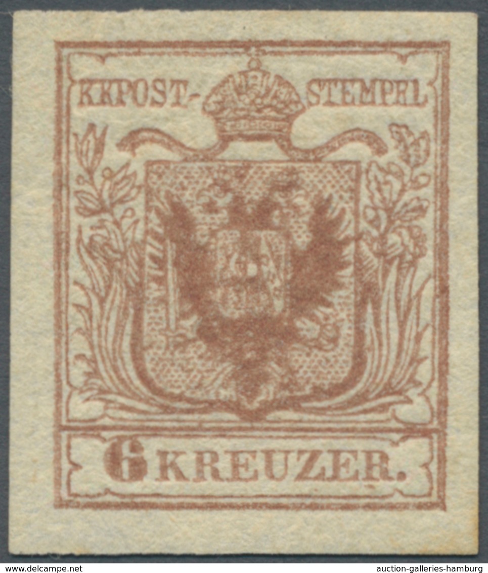 Österreich: 1850, 6 Kreuzer Rostbraun, Handpapier Type I C, Oben Und Rechts Breitrandig, Links Und U - Ongebruikt