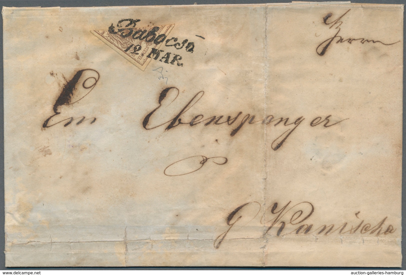 Österreich: 1850: 6 Kreuzer Braun, Maschinenpapier Type III, Von Links Oben Nach Rechts Unten Diagon - Ongebruikt