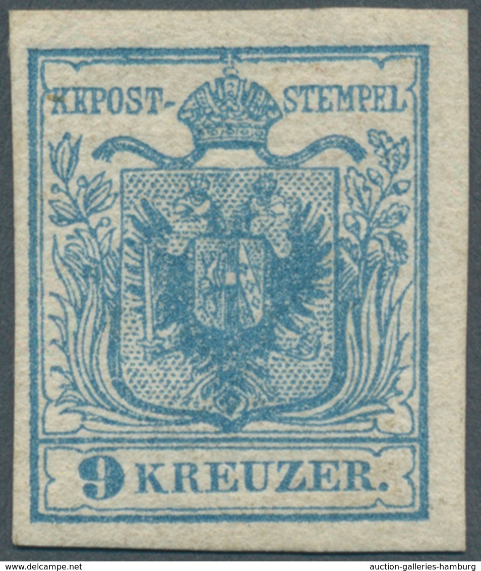 Österreich: 1850, 9 Kr Himmelblau, Type I Auf Handpapier In Ungebrauchter Prachterhaltung, Frischer - Unused Stamps